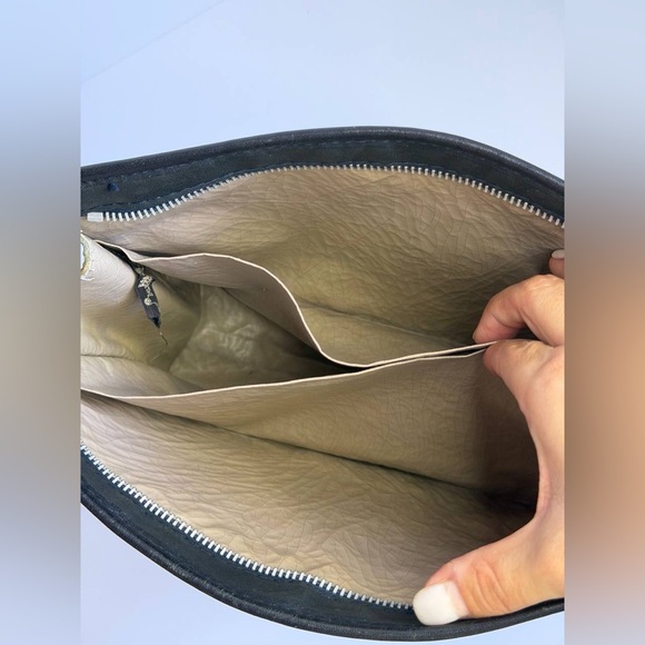 Vintage Christian Dior Large Clutch Bag in Navy Blue Trotter Jacquard Canvas - Picture 12 of 12